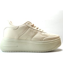 Onlo Ayakkabı Dr.05 Bej Yüksek Taban Kadın Sneaker Ayakkabı
