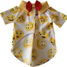 Gobo Emoji Desenli Kırmızı Papyonlu Beyaz Kedi Köpek Kıyafeti Elbisesi