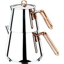 Akdeniz Piramit Metal Kulp Orta Boy Çaydanlık