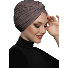 ELYSIANfidan Çapraz Penye Bantlı Astarlı Ekinezya Rengi Hazır Türban Havuz Bonesi