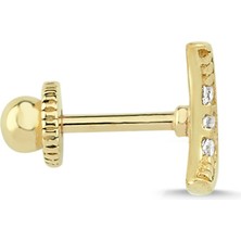 Altın Sepeti Altın Taşlı Hilal Helix Piercing