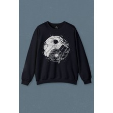 So Cool Lacivert Sweatshirt Uçan Çift Astronot Ying Yang Uzay Cosmos Baskılı Unisex Sweat