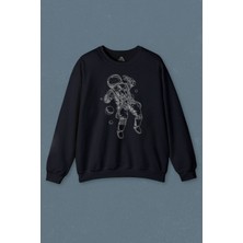So Cool Lacivert Sweatshirt Astronot Uzay Space Cosmos Galaksi Gezegen  Baskılı Unisex Sweat
