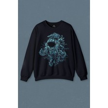 So Cool Lacivert Sweatshirt Astronot Uzay Cosmos Ay Dünya Gezegen Galaksi Baskılı Unisex Sweat