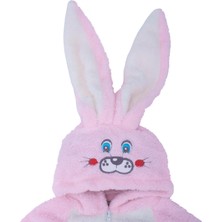 Bebelop Unisex Çocuk Erkek Kız Tavşan Kulaklı Uyku Tulum Fermuarlı Peluş