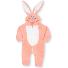 Bebelop Unisex Çocuk Erkek Kız Tavşan Kulaklı Uyku Tulum Fermuarlı Peluş