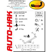 Autohak Dacia Duster Autohak Yatay Sökülebilir Çeki Demiri 2017-SONRASI