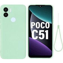 4U Sky Xiaomi Için Poco C51 4g Yumuşak Astar Sıvı Silikon Telefon Kılıfı Damla Koruma Geri Kapak-Yeşil (Yurt Dışından)