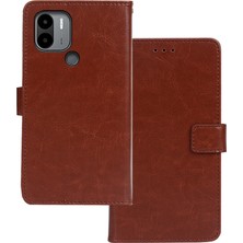 4U Sky Xiaomi Için Poco C51 4g Cüzdan Telefon Kılıfı Çılgın At Dokusu Pu Deri Stand Flip Cover-Brown (Yurt Dışından)