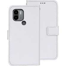 4U Sky Xiaomi Poco C51 Için 4g Pu Deri Telefon Kılıf Çılgın At Doku Stand Cüzdan Kapağı-Beyaz (Yurt Dışından)