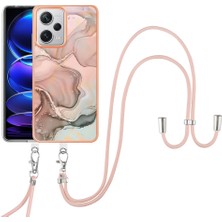 4U Sky Xiaomi Redmi Için Note 12 Pro+ 5g Mermer Desen 2.0mm Tpu Kasası Imd Kaddi Ile Elektrolak Telefon Kapak-Pınk (Yurt Dışından)