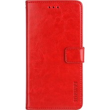 4U Sky Xiaomi Redmi Için Note 12 Pro+ 5g Telefon Kılıfı Çılgın At Dokusu Anti-Çizgi Pu Deri Deri Deri Stand Cüzdan Çizilmeye Karşı Dirençli Telefon Kapağı-Kırmızı (Yurt Dışından)