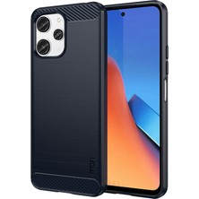 4U Sky Xiaomi Redmi Için 12 4g Karbon Fiber Doku Kabuğu Fırçalanmış Tpu Telefon Vaka Kapak-Mavi (Yurt Dışından)