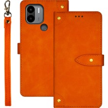 4U Sky Xiaomi Poco C51 4g Şok Geçirmez Kapak Pu Deri Kart Tutucu Stand Telefon Kılıfı-Orange (Yurt Dışından)