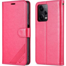 4U Sky Xiaomi Redmi Için Note 12 Pro+ 5g Dokulu Pu Dergisi Tam Koruma Telefon Kapak Standı Cüzdan Folio Flip Case-Kırmızı (Yurt Dışından)