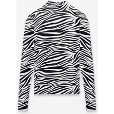 Praye Zebra Desenli Body Siyah