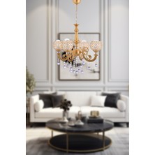 Özpolat Aydınlatma Turna 4 Lü Lüx Taşlı Şapkalı Avize (Gold)