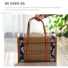 Archive Piknik Dokuma Sepet Hasır Saklama Çantası Kolu Katlanmış Meyve Alışveriş Gıda Kolu Rattan Çim Katlanabilir Bambu Sepet B (Yurt Dışından)