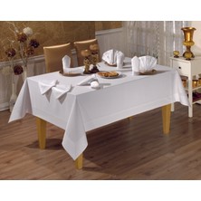 Tropik Home Honey Pamuklu Masa Örtüsü 8 Adet Peçeteli Bordürlü 160X220 cm Bej