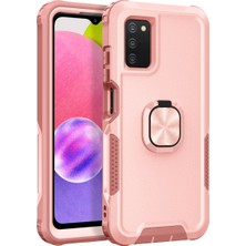 Eabhulie Samsung Galaxy A02S Için Yumuşak Silikon Sert Pc Halka Tutucu Stand Telefon Kılıfı - Rose Gold (Yurt Dışından)