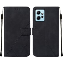 Eabhulie Xiaomi Redmi Note 12 4g Için Kabartmalı Pu Deri Stand Cüzdan Telefon Kılıfı - Siyah (Yurt Dışından)