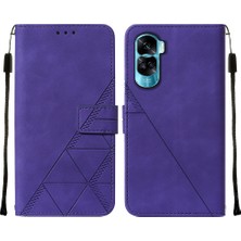 Eabhulie Honor 90 Lite Için Kabartmalı Pu Deri Stand Cüzdan Telefon Kılıfı - Mor (Yurt Dışından)