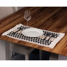 Tropik Home 2'li Örme Supla Pamuklu Dantel Püsküllü Amerikan Servis 35X45 cm Masa Örtüsü Supla 2 Adet