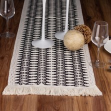 Tropik Home Örme Runner Pamuklu Dantel Püsküllü Runner 35X145 cm Masa Örtüsü Runner