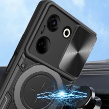 Eabhulie Tecno Camon 20 / Camon 20 Pro Için Çift Katmanlı Telefon Kılıfı, Slayt Kamera Kapağı ve Metal Gizli Braket ile Siyah (Yurt Dışından)
