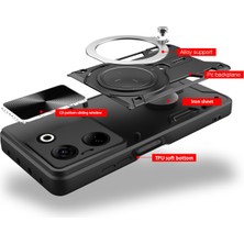 Eabhulie Tecno Camon 20 / Camon 20 Pro Için Çift Katmanlı Telefon Kılıfı, Slayt Kamera Kapağı ve Metal Gizli Braket ile Siyah (Yurt Dışından)
