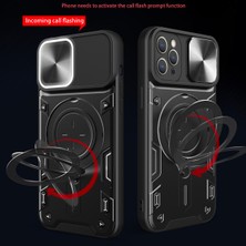 Eabhulie iPhone 11 Pro Için Çift Katmanlı Telefon Kılıfı, Slayt Kamera Kapağı ve Metal Gizli Braket ile Kırmızı (Yurt Dışından)