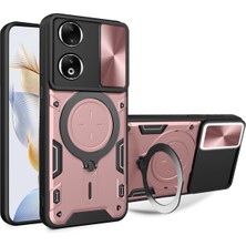 Eabhulie Honor 90 5g Için Çift Katmanlı Telefon Kılıfı, Slayt Kamera Kapağı ve Metal Gizli Braket ile Rose Gold (Yurt Dışından)