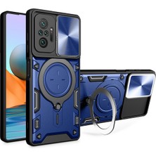 Eabhulie Xiaomi Redmi Note 10 Pro /note 10 Pro Max Için Çift Katmanlı Telefon Kılıfı, Slayt Kamera Kapağı ve Metal Gizli Braket ile Mavi (Yurt Dışından)