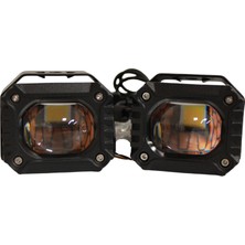 Hazar Led Motosiklet Sis Farı 12-85V Çift Renk Beyaz-Sarı IP67 Araç Off Road 4x4 Suv Atv Tekne Scooter Farı 2 Ad.