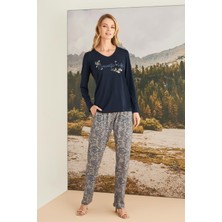 Monamise Kadın Yaprak Desenli "romantic Life" Pijama Takımı 23168