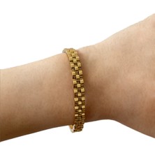 Takı Gezegeni Rolex Model Gold Çelik Kelepçe Bileklik