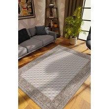 Homshtag Etnik Desenli Kahverengi Renkli Halı Vintage Bordürlü Halı Geometrik Desenli Dijital Baskı Halı