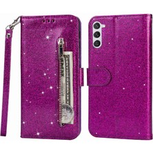 LRtools Samsung Galaxy S24+ Fermuarı Pocket Glittery Deri Telefon Kapağı (Yurt Dışından)