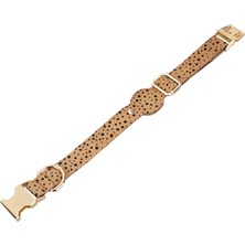 PLM Gerçek Deriden El Yapımı Köpek Tasması 50 cm Leopar Desen