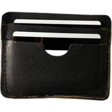 LN Leather Gerçek Deri Antik Siyah El Yapımı Deri Kartlık - Gerçek Deri Kartlık