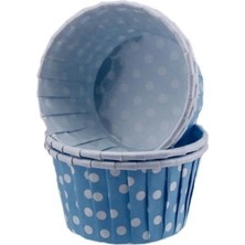 Gurmender Cupcake Kalıbı Küçük Boy 44*35 mm - 100'LÜ Puantiyeli Mavi