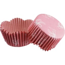 Gurmender Cupcake Kalıbı Pet Kapsül Dalgalı Kek Kalıbı 65X38 mm - 100 Adet Fiyonklu Pembe 3.8 cm