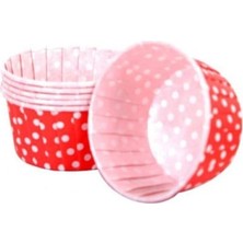 Depposite Cupcake Kalıbı Büyük Boy 62*40 mm - 50'li Puantiyeli Kırmızı