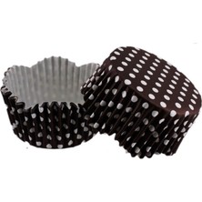 Depposite Cupcake Kalıbı Pet Kapsül Dalgalı Kek Kalıbı 65X38 mm - 100 Adet Puantiyeli Kahverengi 3.8x6.5 cm