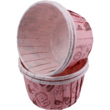 Depposite Cupcake Kalıbı Büyük Boy 62*40MM Desenli - 50'li Pembe Mutfak Desenli