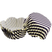 Depposite Cupcake Kalıbı Pet Kapsül Kreme Mor Cizgili Dalgalı Kek Kalıbı 65X38 mm - 100'LÜ