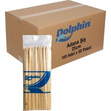 Dolphin Bambum Ahşap Adana Çöp Şiş - 24 Cm. - 100 Lü 50 Paket / Koli