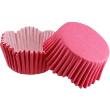 Depposite Cupcake Kalıbı Pet Kapsül Dalgalı Kek Kalıbı 65X38 mm - 100 Adet Fuşya 3.8x6.5 cm