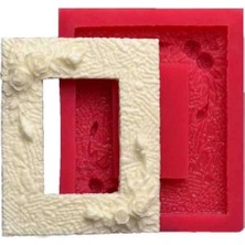 Depposite Silikon Kalıp Gül Dikdörtgen Çerçeve 8*10 cm