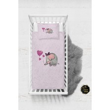 Talia Home Pembe Fil Desenli Bebek Nevresim Takımı Çarşaflı TLABN-010
